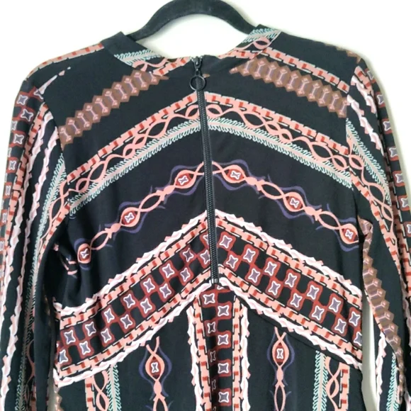 Free People Stella Knit Mock Neck Printed Long Sleeve Mini Dress Size M - Picture 6 of 9